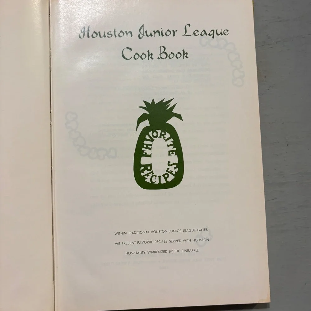 Vtg 1968 Houston Junior League Cook Book Yellow Pineapple Cover MCM Retro Texas